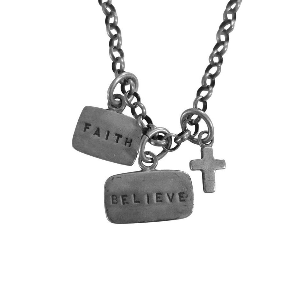 whimsigoth 925 sterling silver faith charm necklace toggle - Picture 3 of 7